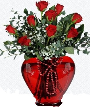 Kalp cam mika i�inde 9 adet k�rm�z� g�l  Ankara Kanuni Mahallesi g�venli h�zl� �i�ek 