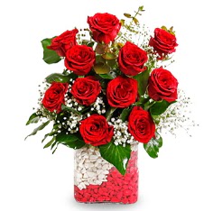 11 adet k�rm�z� g�l vazosu  Ankara Ayval� Mahallesi �i�ek g�nderme sitemiz g�venlidir 