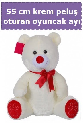 55 cm krem orta boy oturan pelu� ay�  Ankara �efkat Mahallesi �i�ek online 