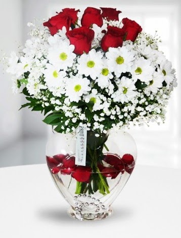 Kalp camda 7 g�l k�r �i�e�i s�per g�rsellik  Ankara Emrah Mahallesi �i�ek g�nderme 