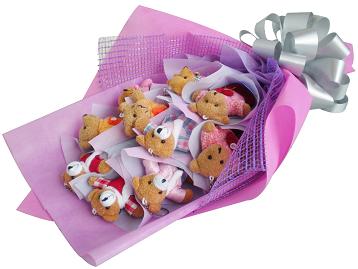 11adet pelus ayiciktan �i�ek buketi