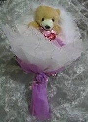 1 adet 15 cm lik ayicik buketi  Ankara Ku�ca��z Mahallesi hediye �i�ek yolla 