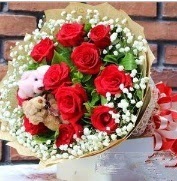 7 adet k�rm�z� g�l 2 adet 10 cm ay� buketi  Ankara Yayla Mahallesi �i�ek yolla 