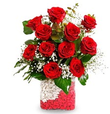 11 adet k�rm�z� g�l vazosu  Ankara Ayval� Mahallesi �i�ek g�nderme sitemiz g�venlidir 