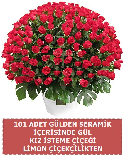 Seramik vazoda 101 g�l k�z isteme �i�e�i  Ankara Esertepe Mahallesi cicek
