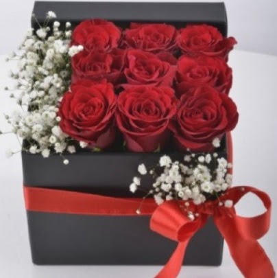Kutu i�erisinde 9 adet k�rm�z� g�l  Ankara Ufuktepe Mahallesi yurti�i �i�ek sipari�i 