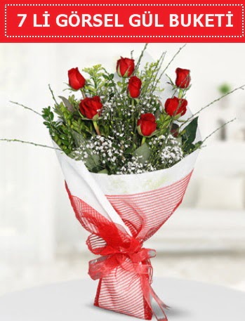 7 adet k�rm�z� g�l buketi A�k budur  Ankara P�narba�� Mahallesi sevgilime hediye �i�ek 