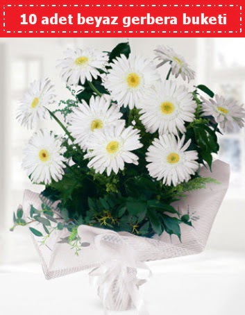 10 Adet beyaz gerbera buketi  Ankara Etlik Mahallesi �i�ek servisi 